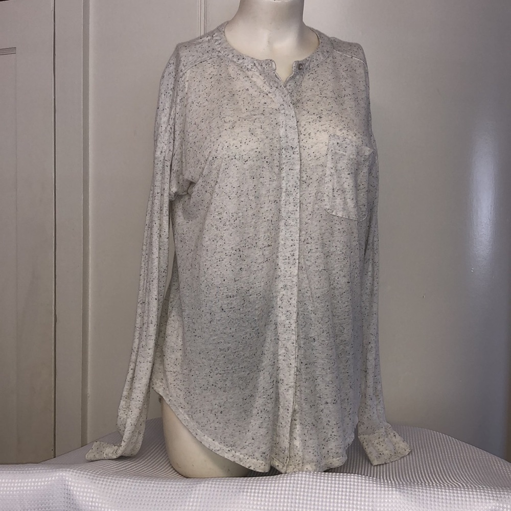 ANN TAYLOR LOFT Top Long Sleeve Button-down Front Pocket Hi-Low Sz S